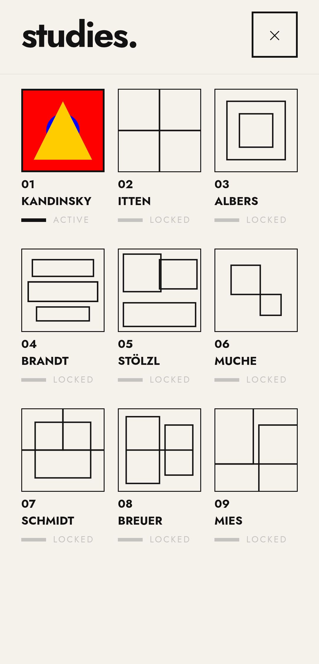 Shape Invaders — Bauhaus members studies grid
