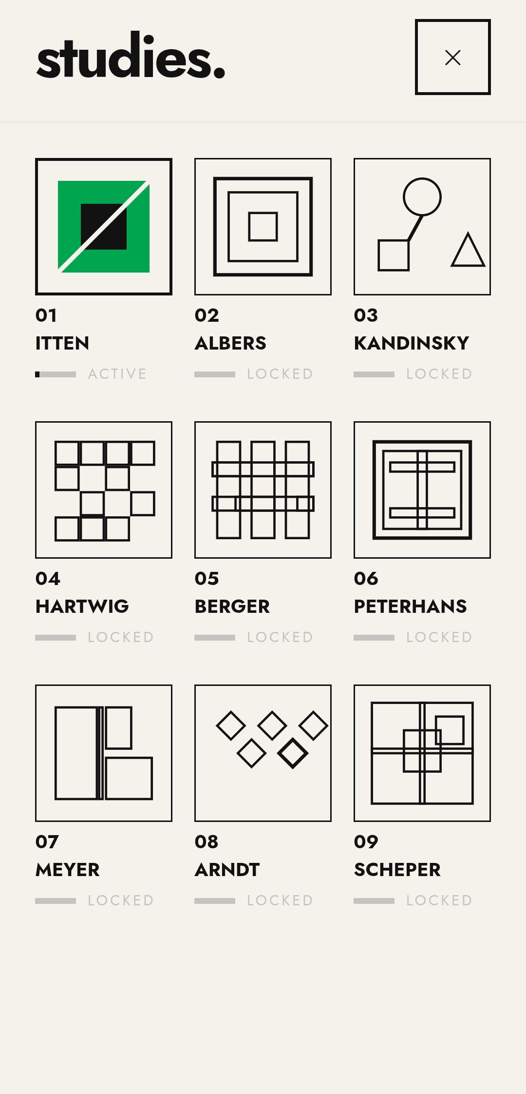 The Gradualist — Bauhaus figures studies grid